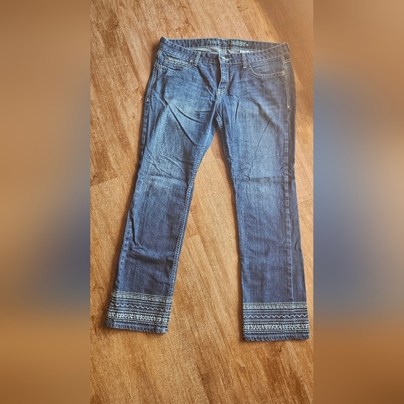 Cruel Girl Blue Straight Leg Jeans with Raw Hem - Picture 1 of 7